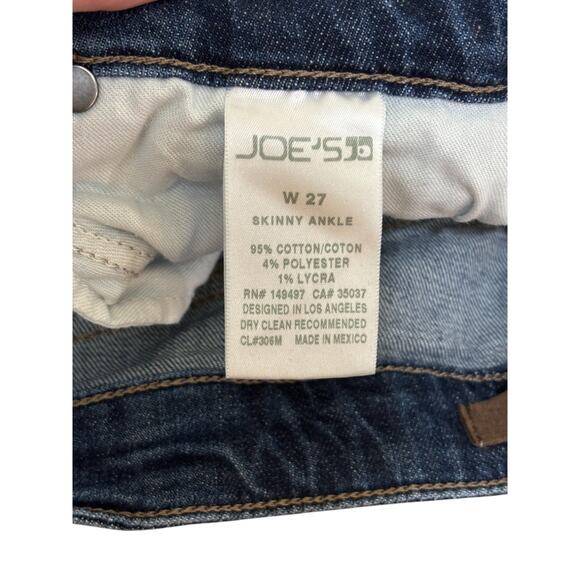 Joe's‎ Jeans Women 4 Blue Mary Dark Wash Mid Rise Denim Ankle Distressed Grunge - Picture 6 of 7